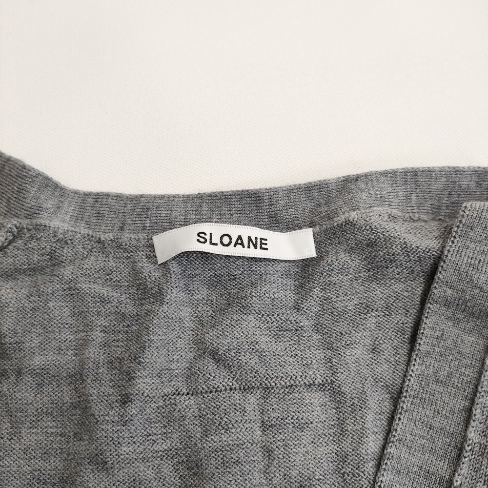SLOANE 14G天竺 エクストラファインメリノウール Vネックカーディガン サイズ4 SL8W-508 定価29700円 グレー レディース スローン【中古】6-0118T♪ SLOANE 14G天竺 エクストラファインメリノウール Vネックカーディガン