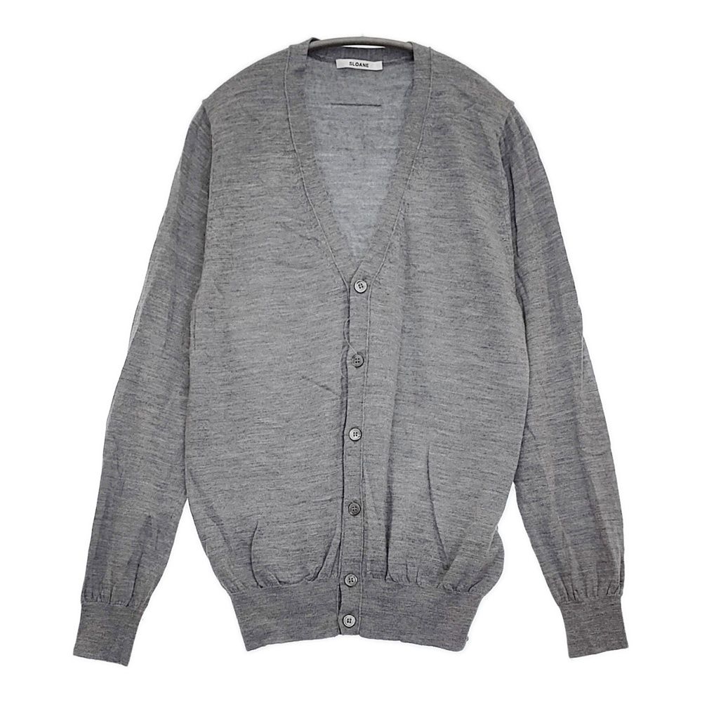 SLOANE 14G天竺 エクストラファインメリノウール Vネックカーディガン サイズ4 SL8W-508 定価29700円 グレー レディース スローン【中古】6-0118T♪ SLOANE 14G天竺 エクストラファインメリノウール Vネックカーディガン