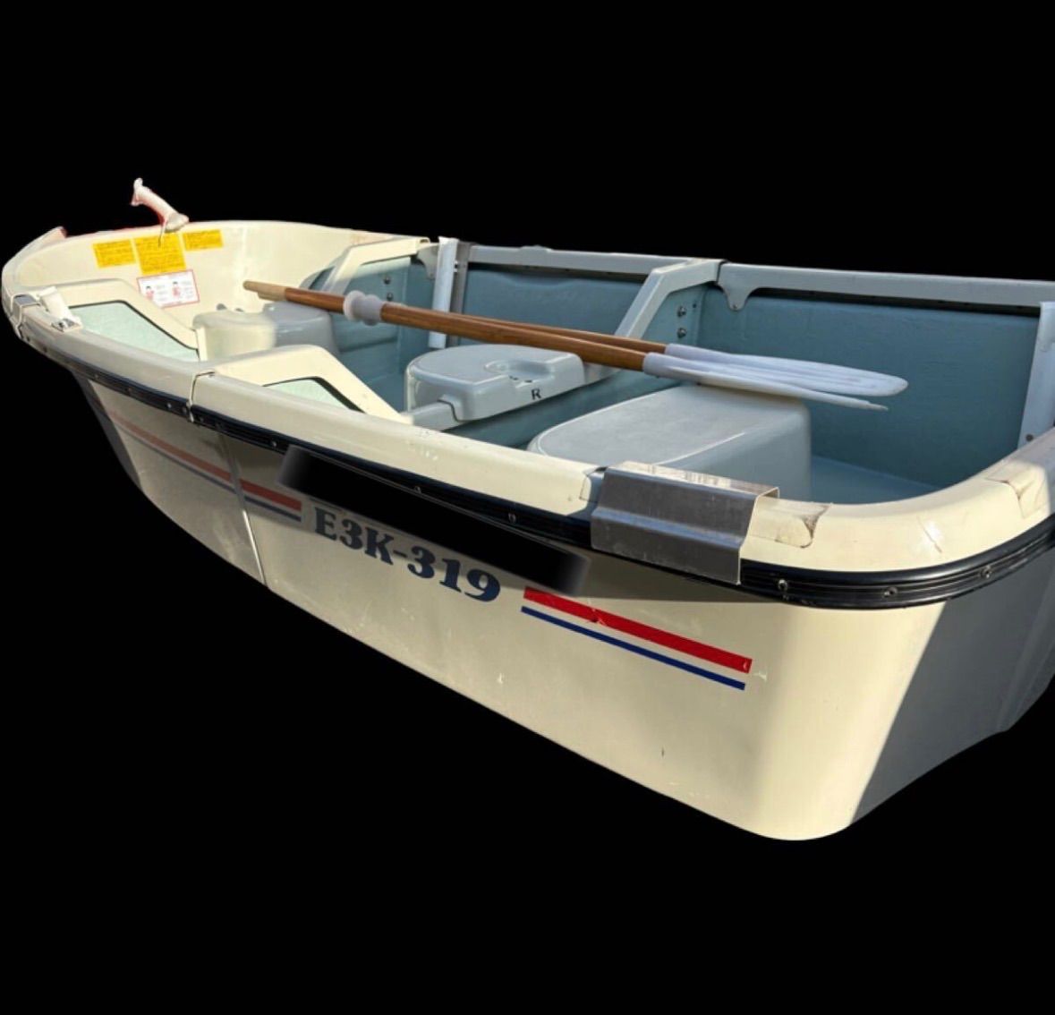 直接引き取り限定 E3K-319 アカシヨット 三人乗り 3分割ボート ロッド 