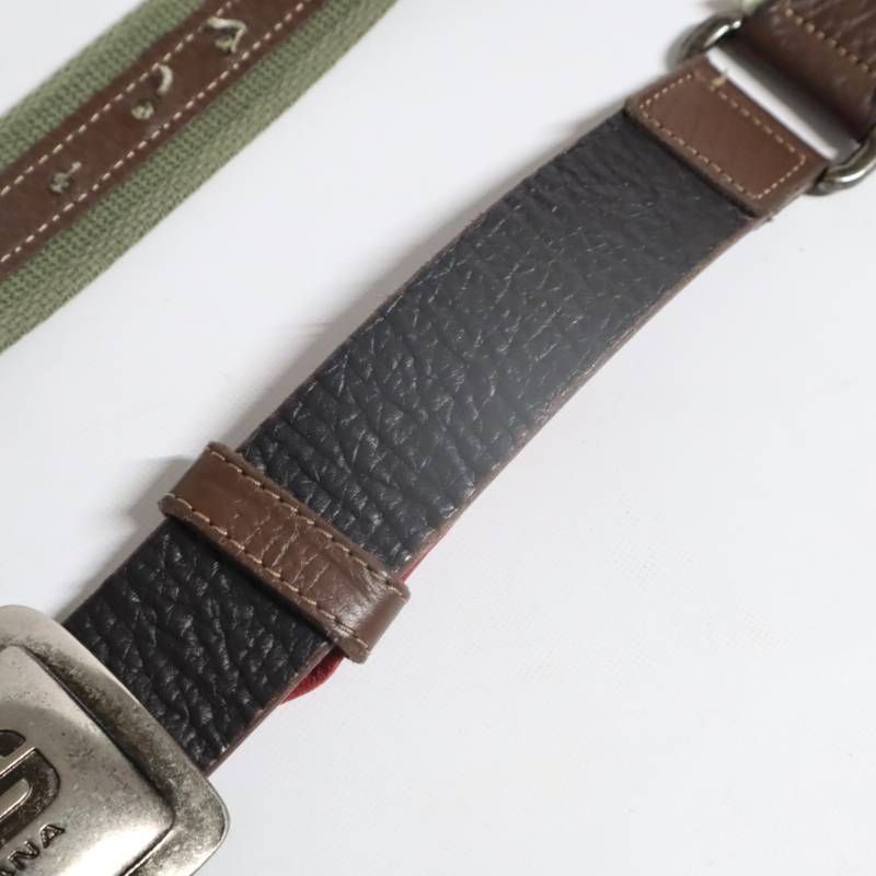 D&G ドルチェ＆ガッバーナ ロゴバックル ベルト キャンバス×レザー