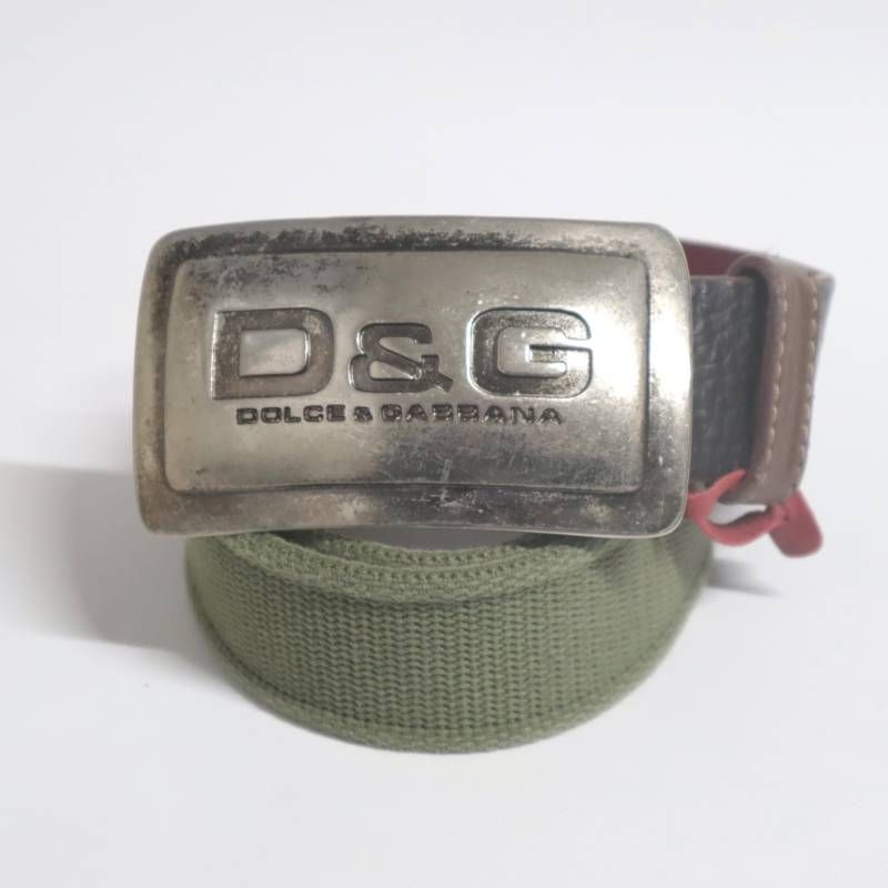 D&G　ドルチェ&ガッバーナ　レトロ　ロゴバックル　ブラウン　ベルト D&G ドルチェ＆ガッバーナ ロゴバックル ベルト キャンバス×レザー