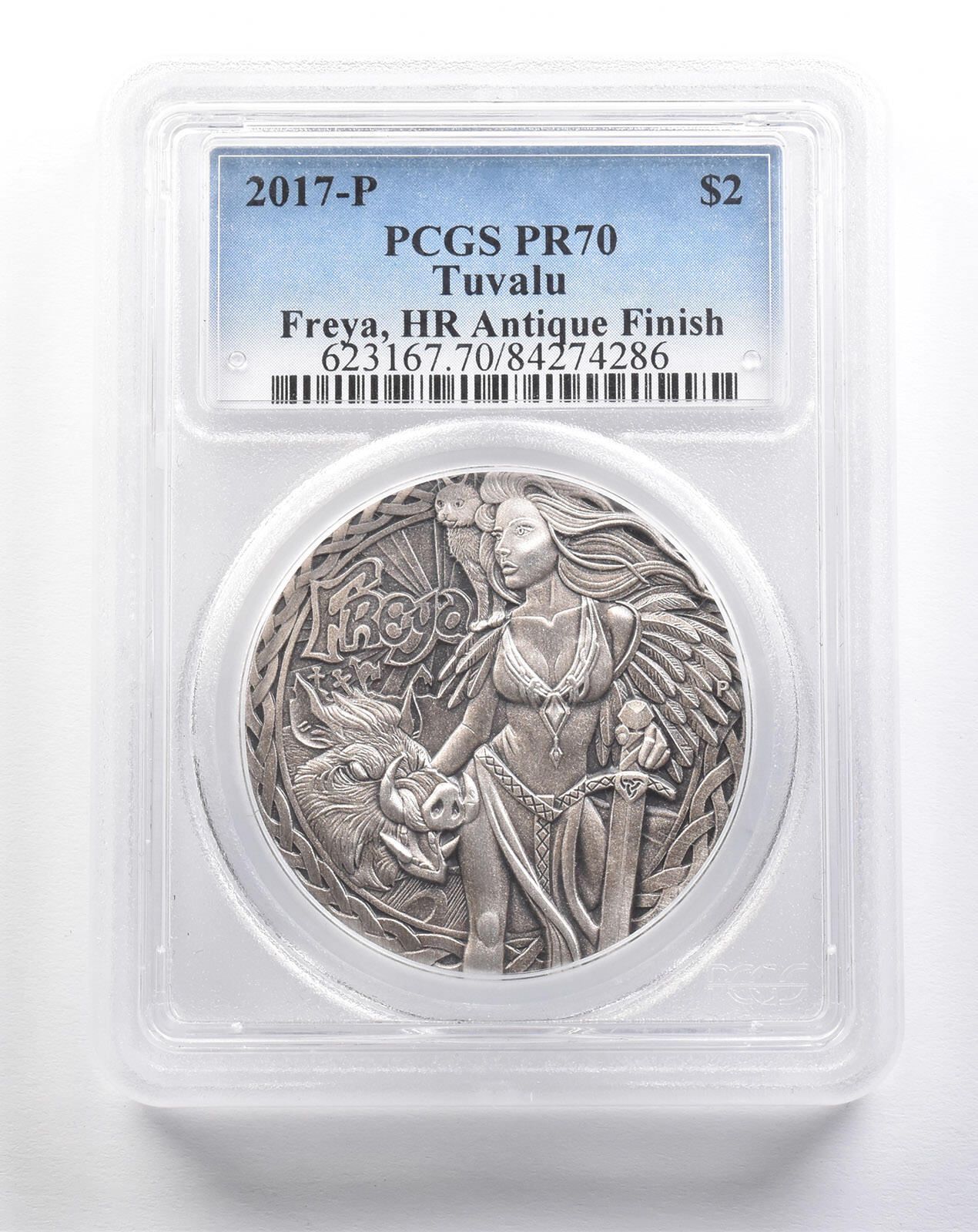 2017-P ツバル 2ドル フレイヤ HR シルバー アンティーク仕上げ PR70