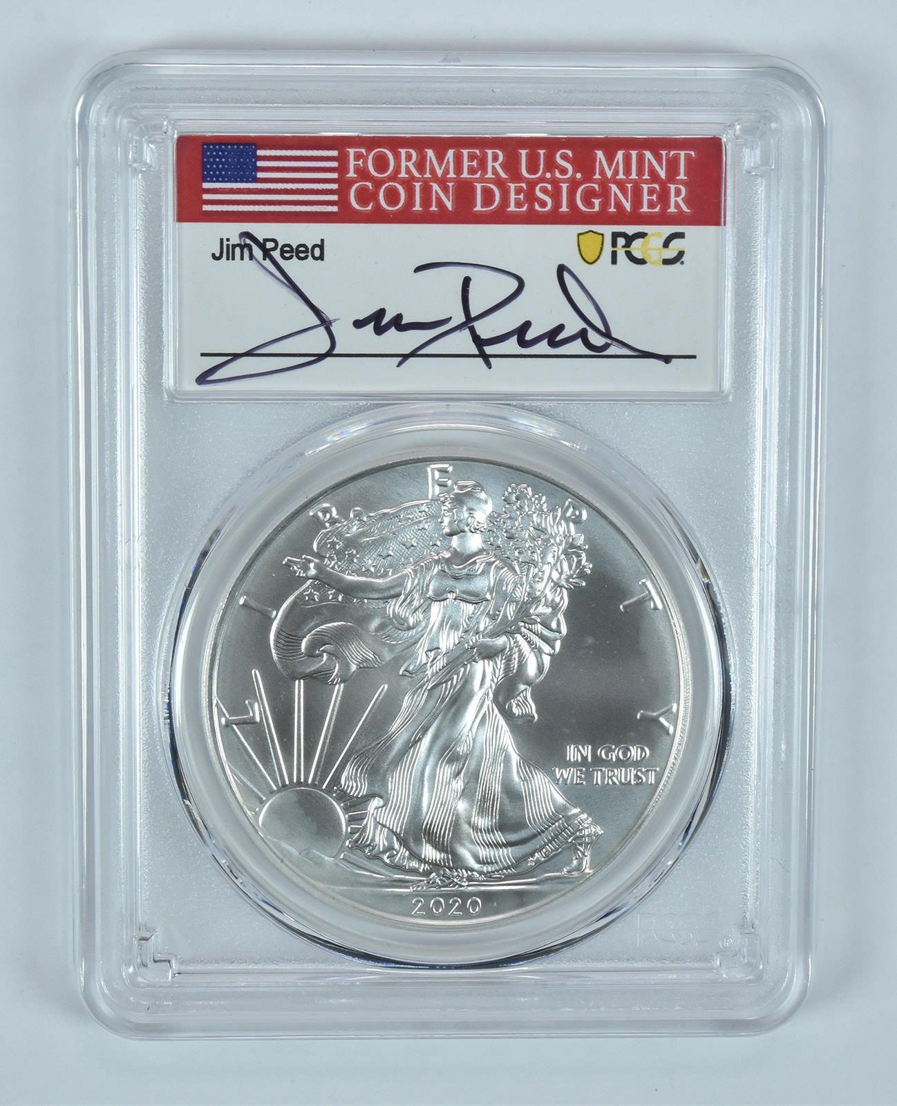 2020年 アメリカン シルバー イーグル ジム・ピード FDOI MS70 PCGS