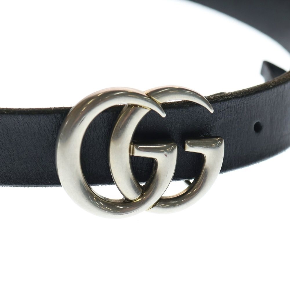 GUCCI (グッチ) GGマーモント レザーベルト ブラック 414516 シルバー