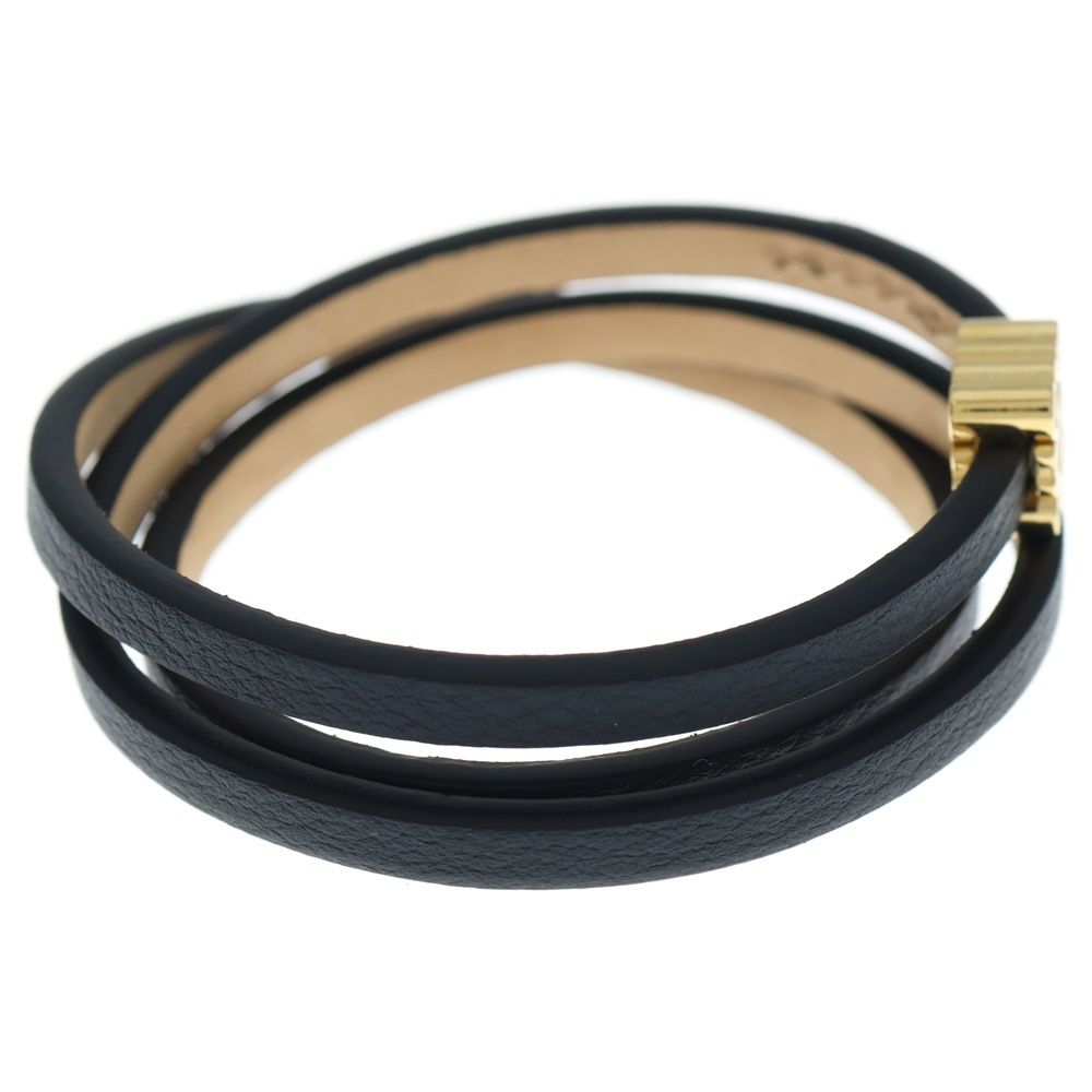 LOEWE (ロエベ) アナグラム ブレスレット ブラック レザー ゴールド