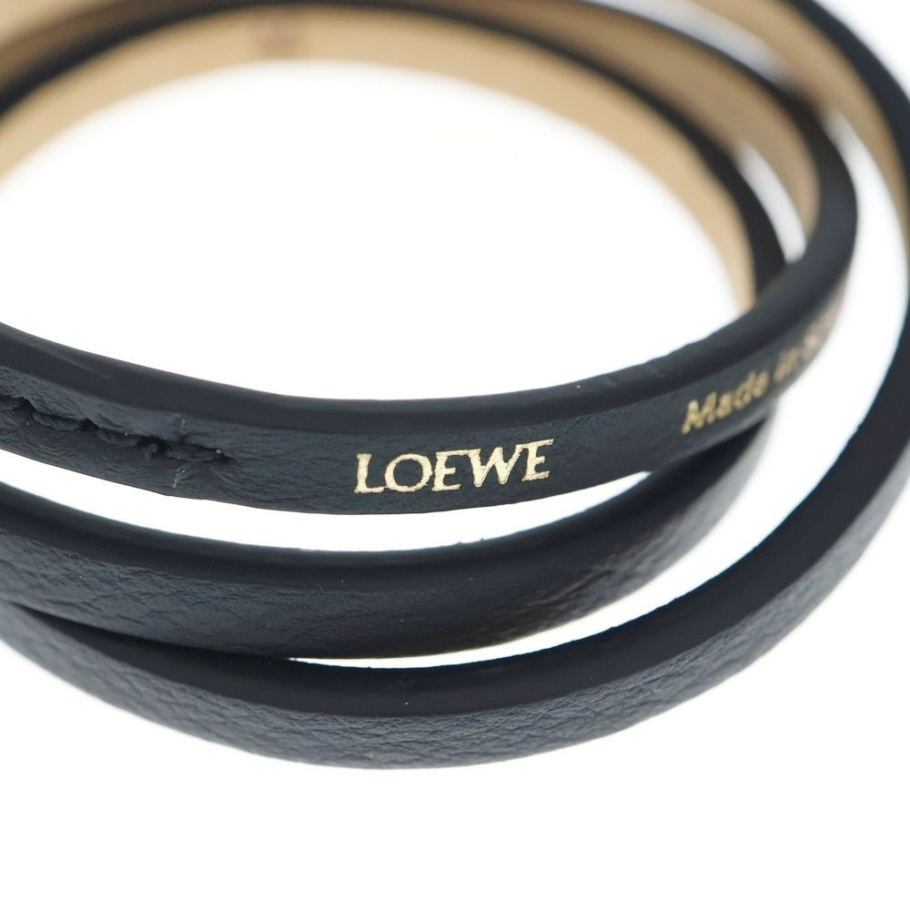 LOEWE (ロエベ) アナグラム ブレスレット ブラック レザー ゴールド