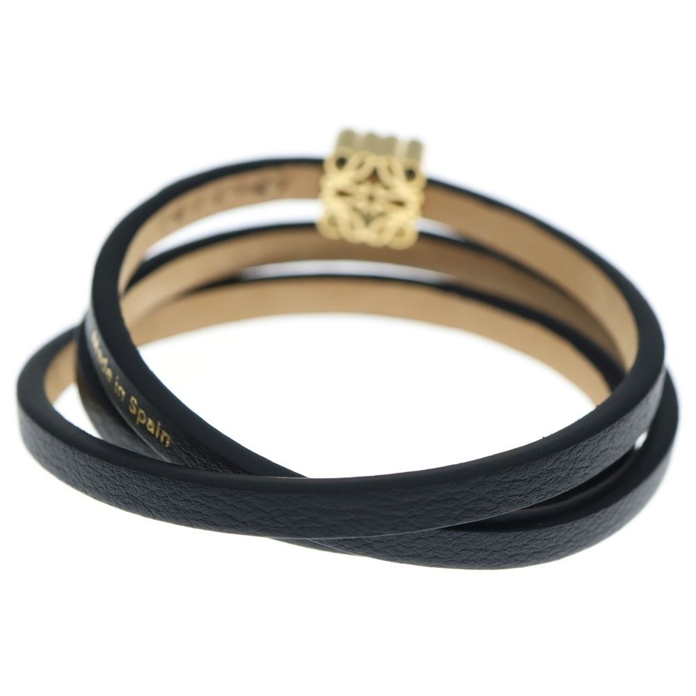 LOEWE (ロエベ) アナグラム ブレスレット ブラック レザー ゴールド