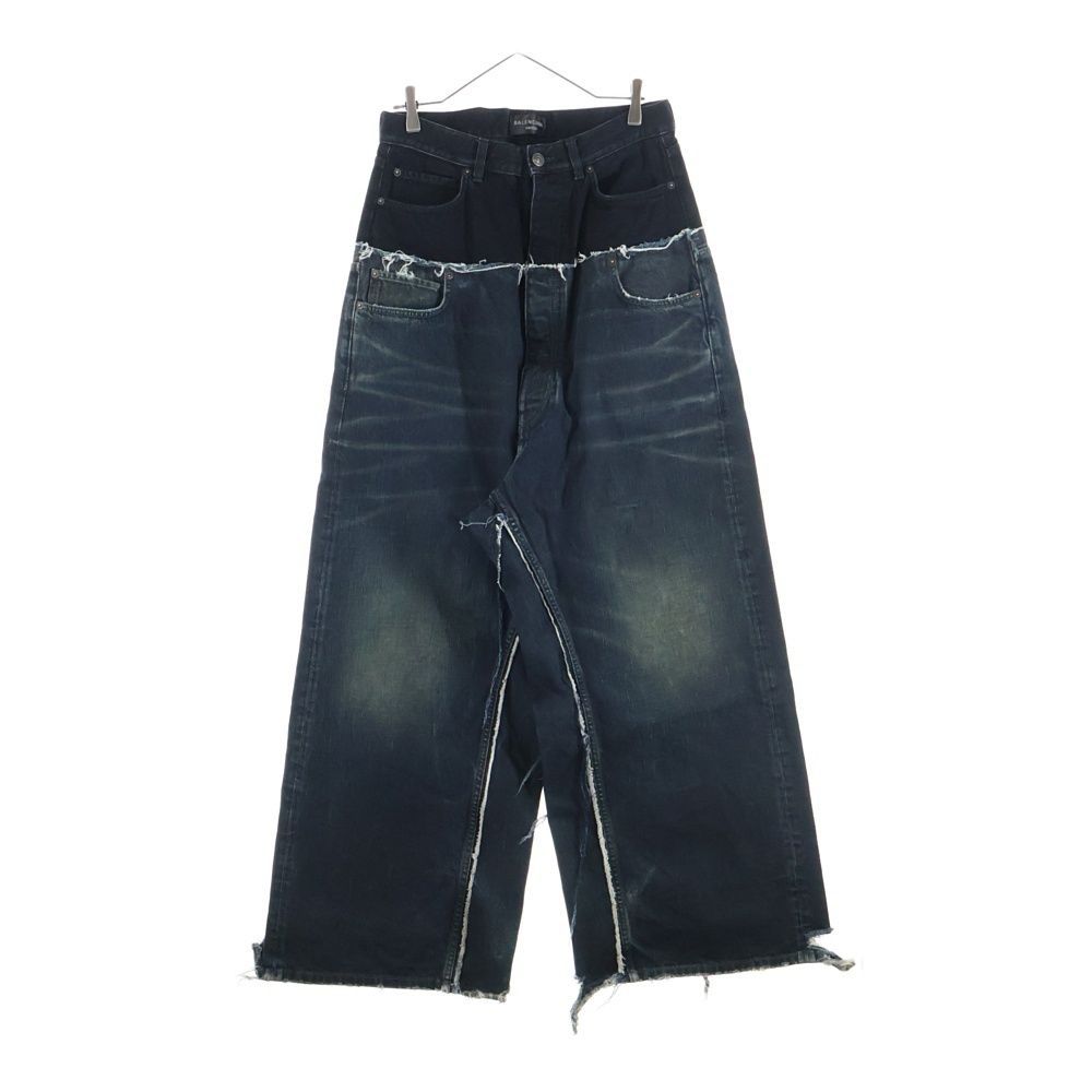BALENCIAGA (バレンシアガ) 24AW Cut Up Baggy Denim Pants カットアップ ダメージ加工バギーデニムパンツ 805094 TRW93 ブラック/インディゴ
