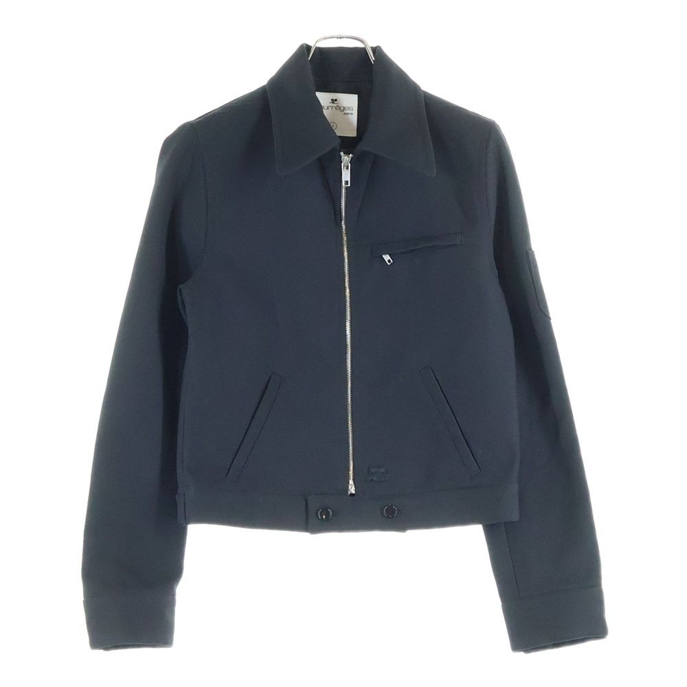 COURREGES (クレージュ) ロゴ刺繍 ジップアップ ツイル ジャケット