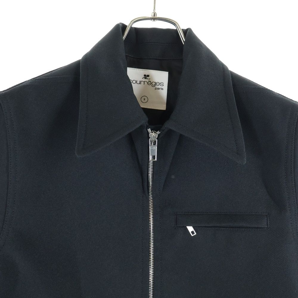 COURREGES (クレージュ) ロゴ刺繍 ジップアップ ツイル ジャケット