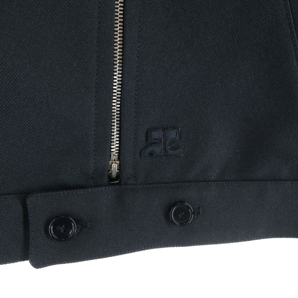 COURREGES (クレージュ) ロゴ刺繍 ジップアップ ツイル ジャケット