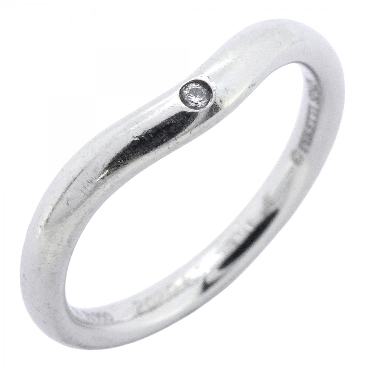 6jab0429】ティファニー リング カーブドバンド 1PD Pt950 プラチナ