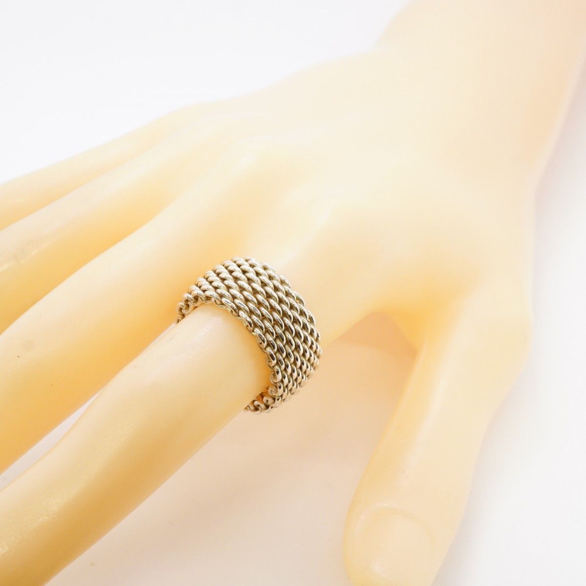 6jab0436-k】ティファニー リング サマセット/メッシュ シルバー925 15