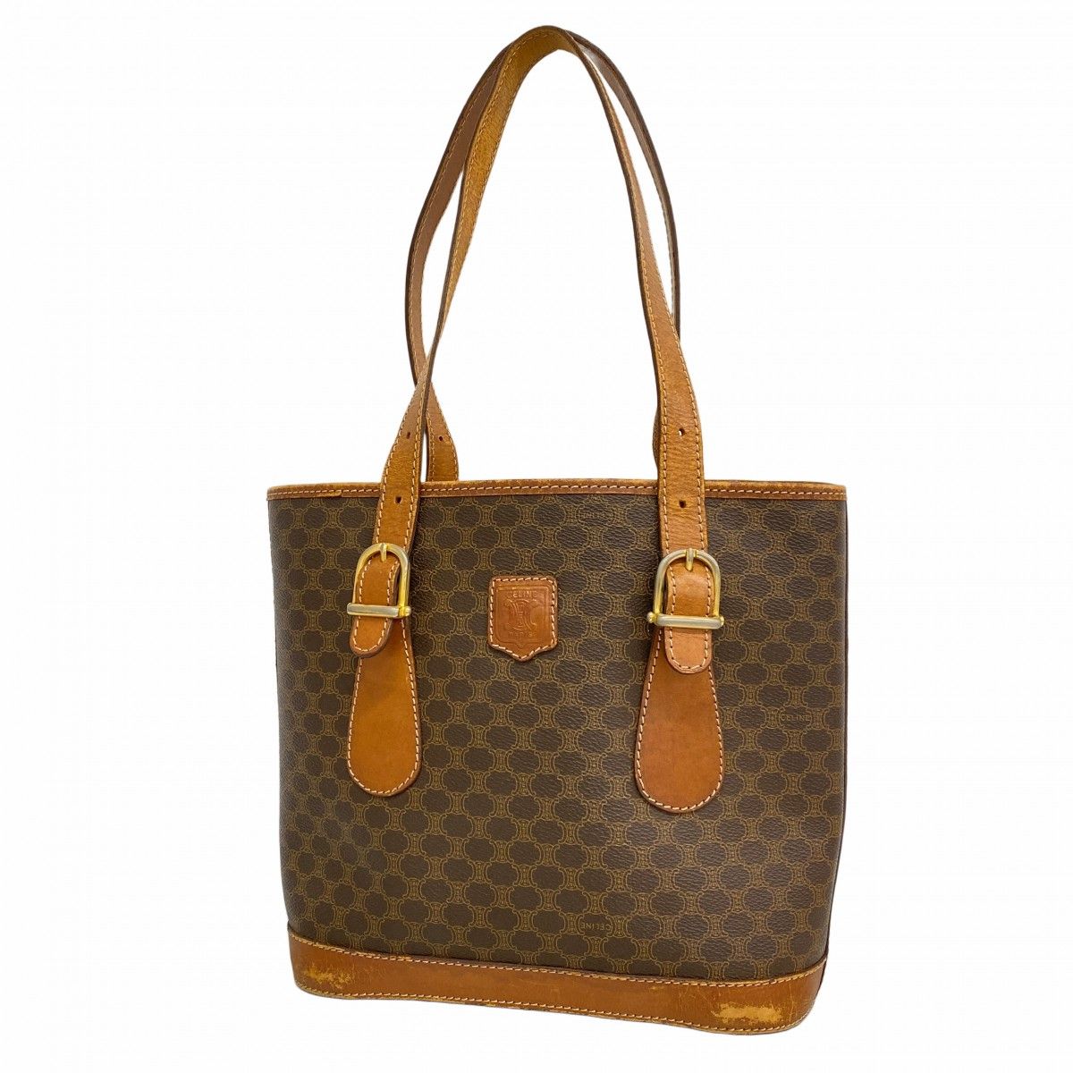 6ae5816-k】セリーヌ トートバッグ マカダム PVC ブラウン ゴールド