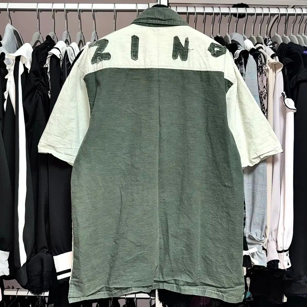 VTG ZINO ダメージ ウォッシュ リネン 半袖 シャツ ヴィンテージ Y2k パンク グランジ 綿麻デニムパール釦半袖シャツ | AND ON JIONE STORE（アンドオン