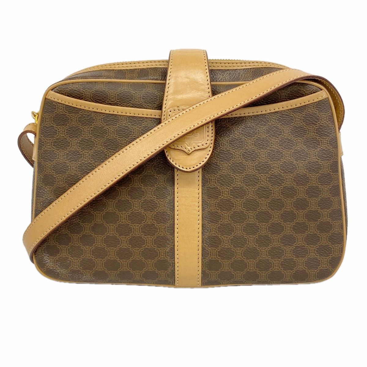 6ae5733-k】セリーヌ ショルダーバッグ マカダム PVC ブラウン