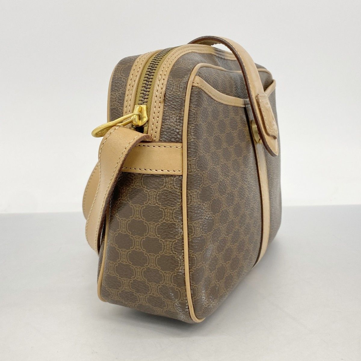 6ae5733-k】セリーヌ ショルダーバッグ マカダム PVC ブラウン