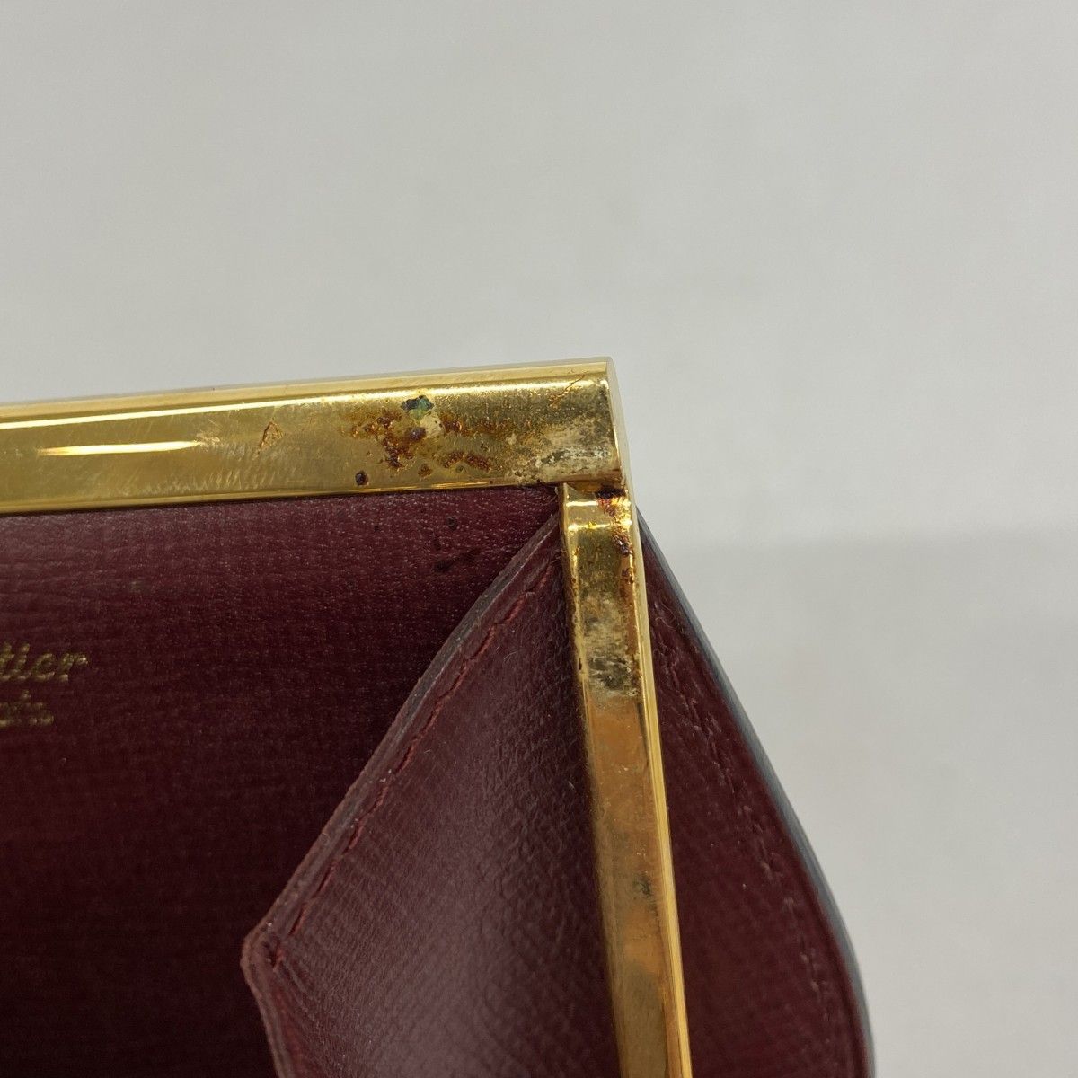 6ae5884】カルティエ コインケース マスト レザー ボルドー ゴールド