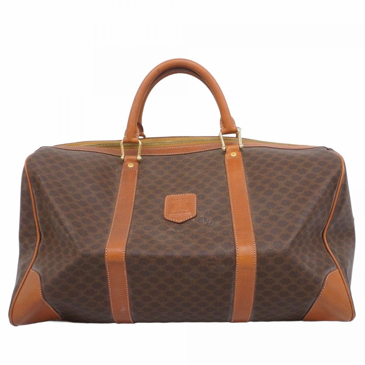 6ae5967】セリーヌ ボストンバッグ マカダム PVC ブラウン ゴールド