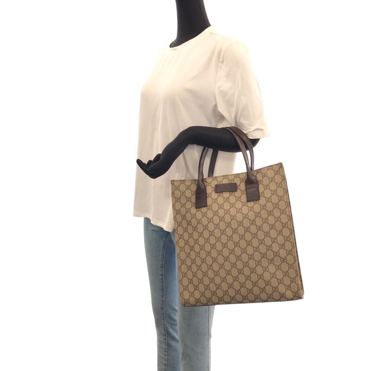 GUCCI グッチ ベージュ ブラウン シルバー金具 GGスプリームキャンバス