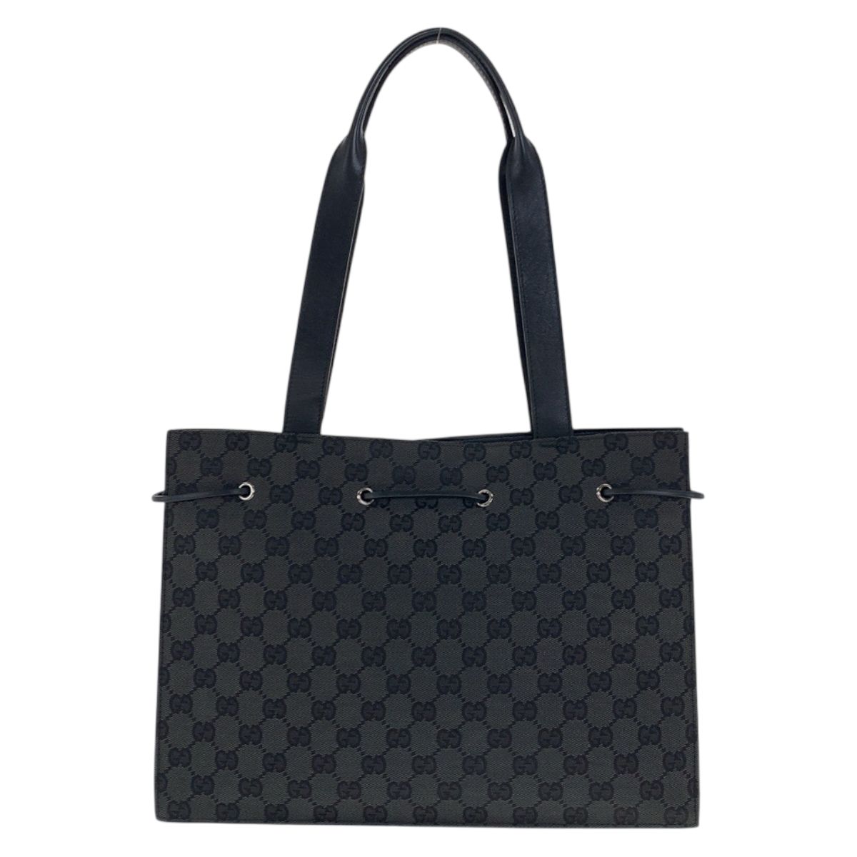 美品 GUCCI グッチ ブラック 黒 シルバー金具 GGキャンバス/レザー 002