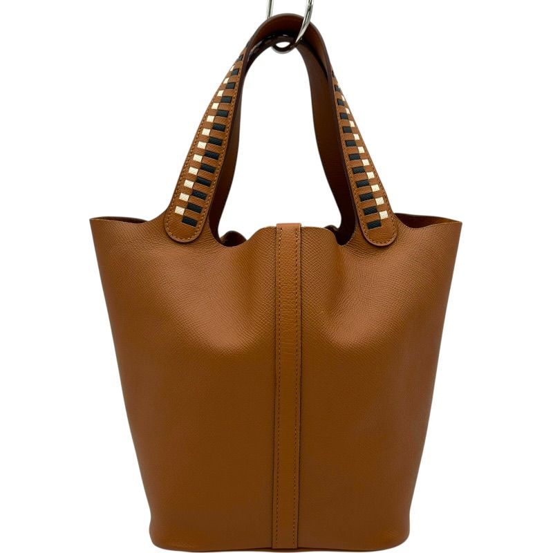 HERMES ピコタンロック MM トレサージュ　ゴールド　ハンドバッグ エルメス HERMES ピコタンロックMM トレサージュ C刻 ゴールド