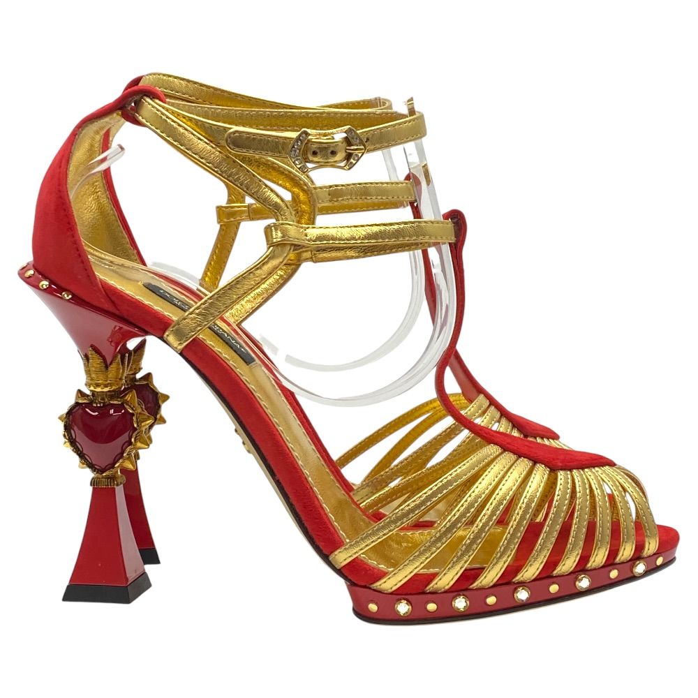 未使用 ドルチェ&ガッバーナ ヒール サンダル シューズ レッド