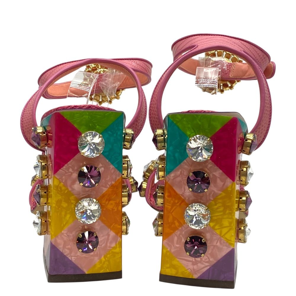 未使用 ドルチェ&ガッバーナ ビジュー サンダル チャンキー ヒール