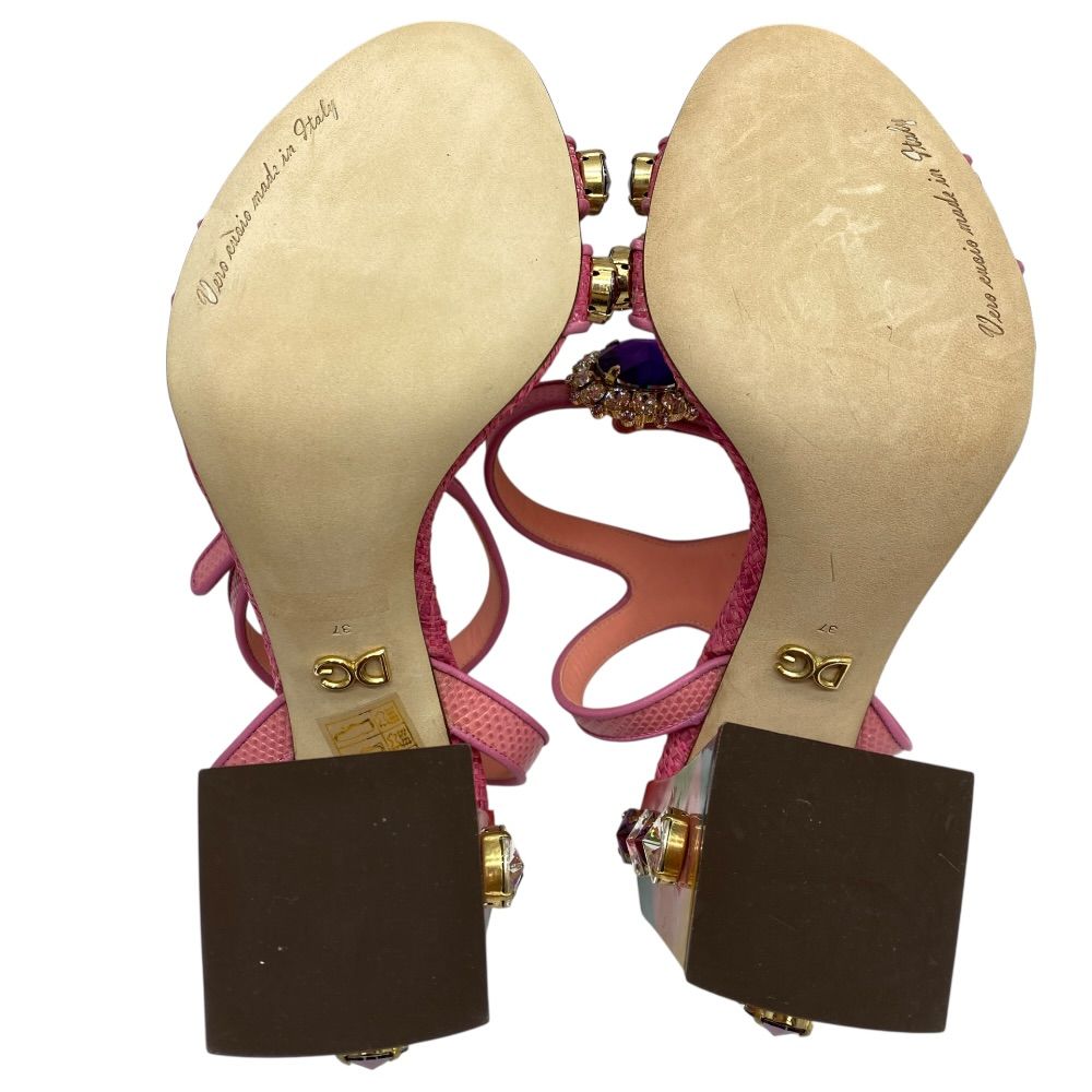 未使用 ドルチェ&ガッバーナ ビジュー サンダル チャンキー ヒール