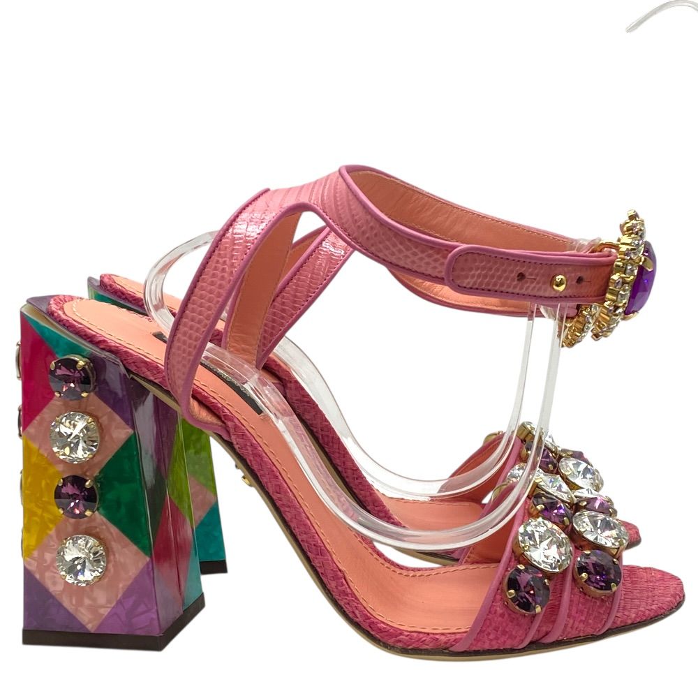 未使用 ドルチェ&ガッバーナ ビジュー サンダル チャンキー ヒール