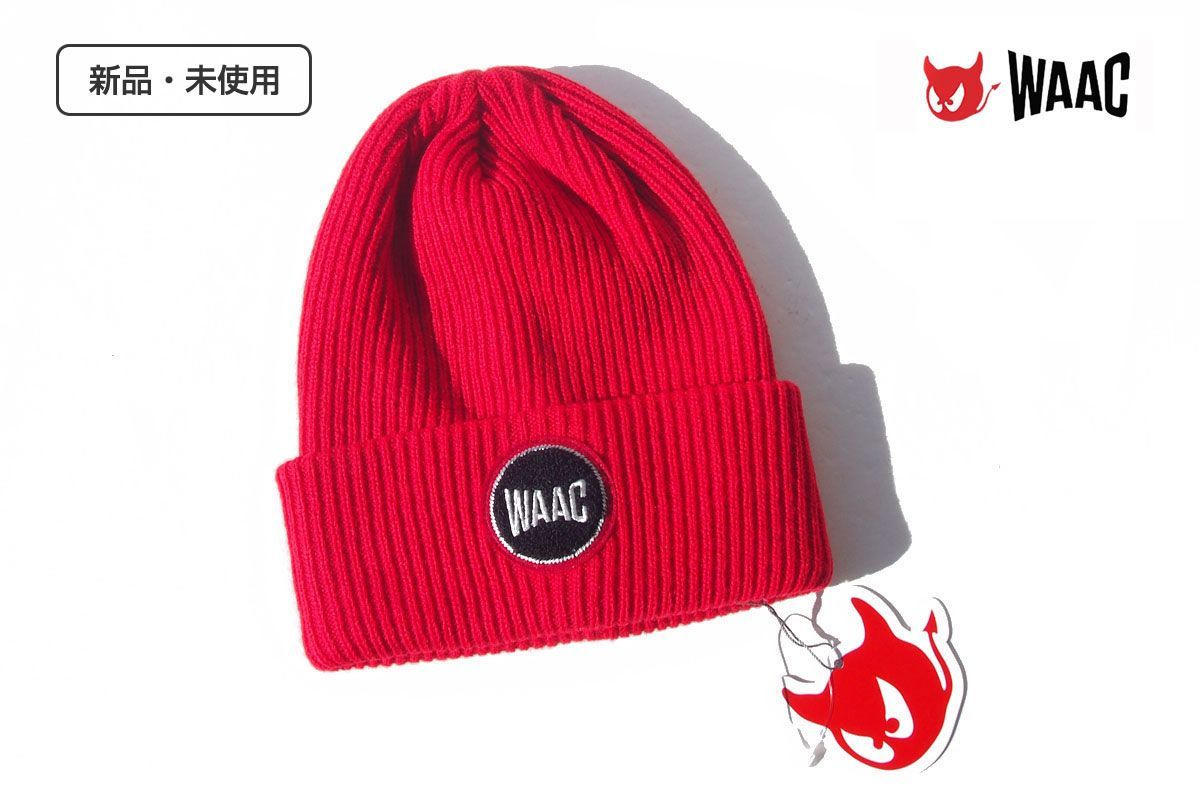 新品 ワック WAAC ニットビーニー ニットキャップ ユニセックス レッド