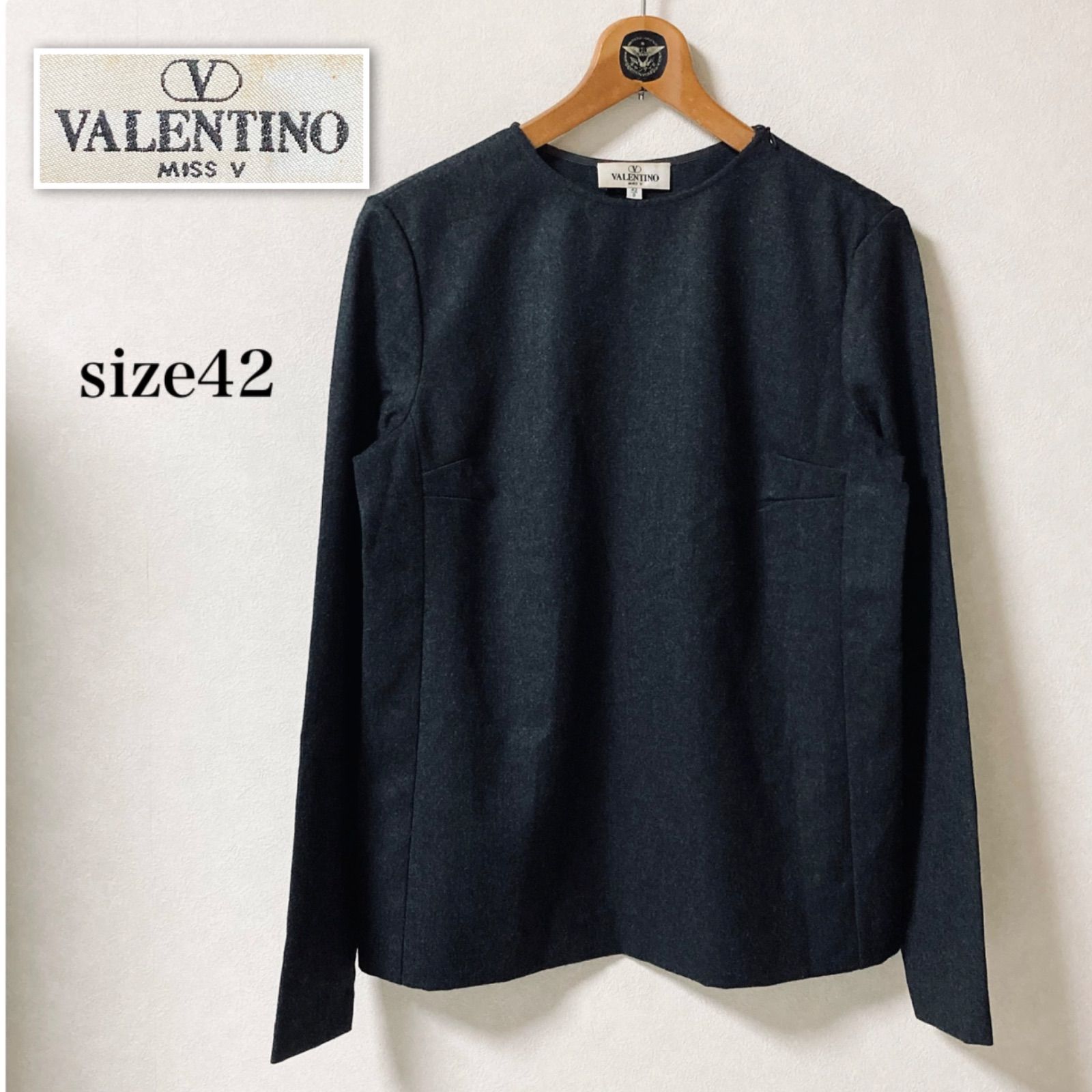 □極美品□VALENTINO ヴァレンティノ 左肩ファスナー付きウール長袖 