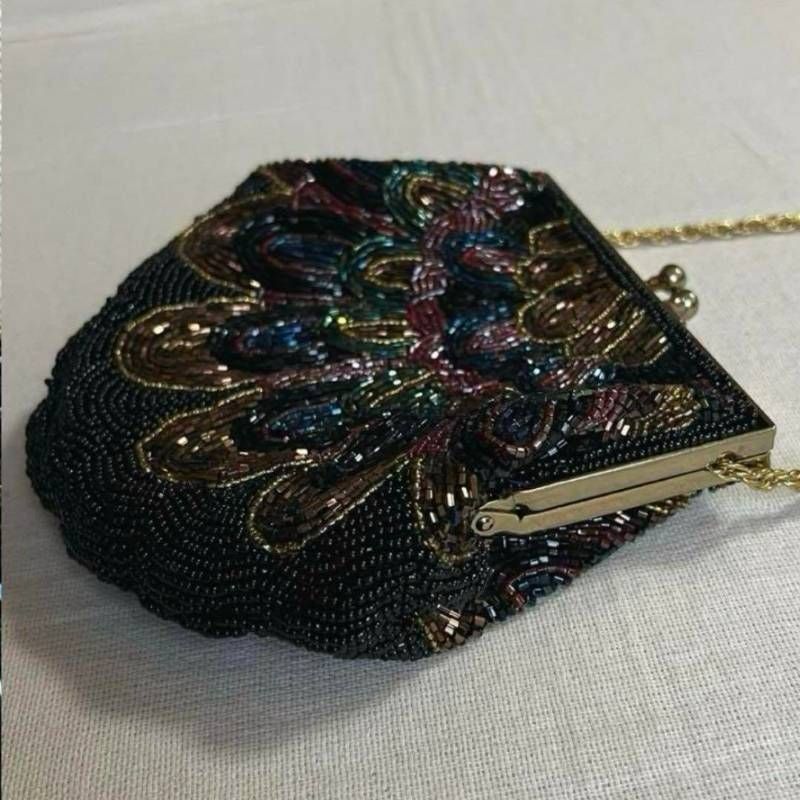 90s vintage ヴィンテージ小物 ビーズ ポシェット ゴールドチェーン