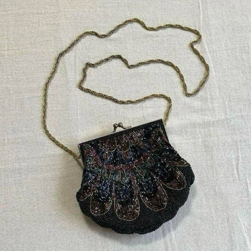 90s vintage ヴィンテージ小物 ビーズ ポシェット ゴールドチェーン