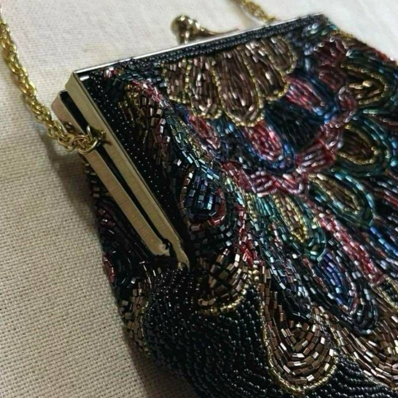 90s vintage ヴィンテージ小物 ビーズ ポシェット ゴールドチェーン