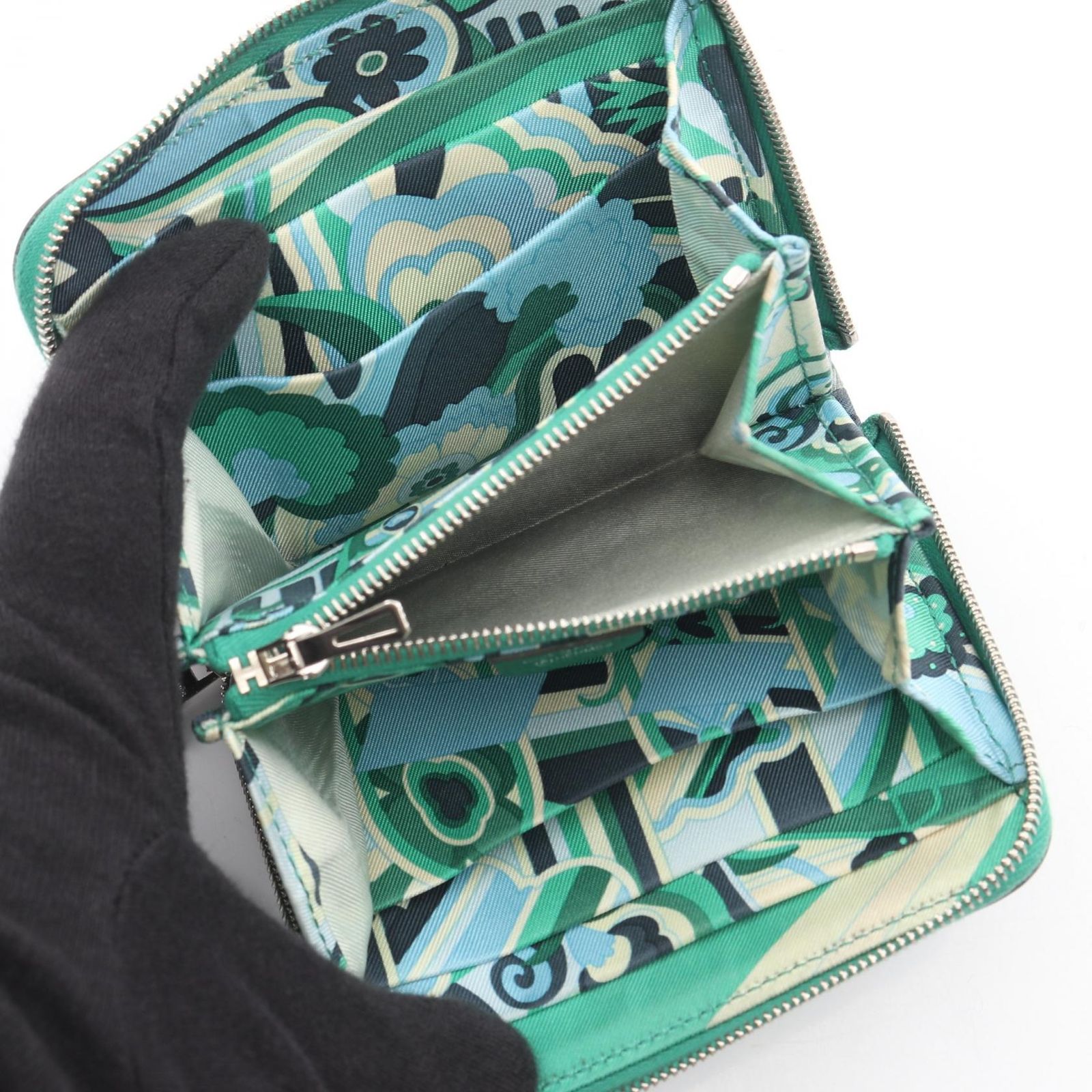 エルメス HERMES ラウンド財布 アザップコンパクト シルクイン ミント