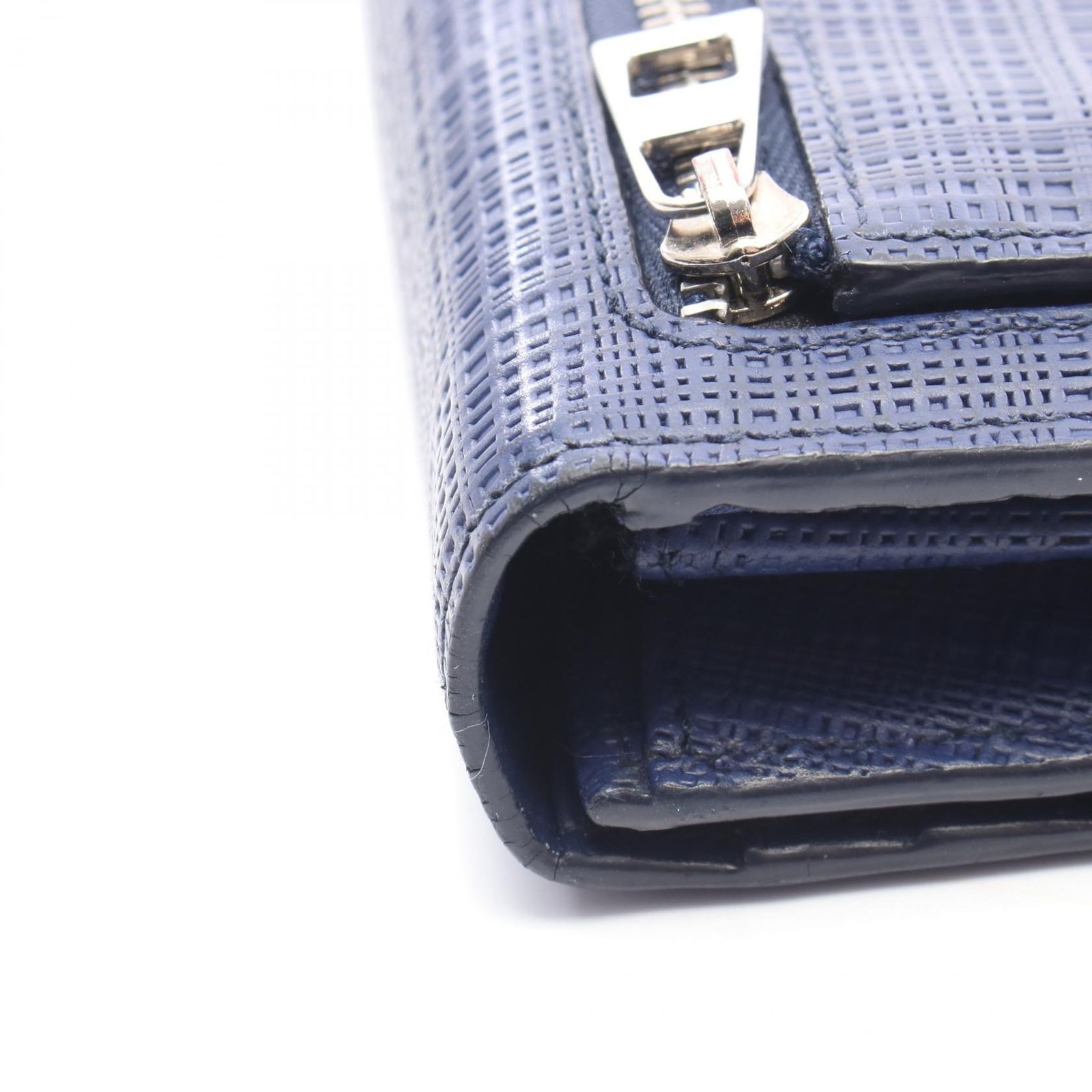 ロエベ LOEWE 二つ折り長財布 LINEN リネン ネイビー レザー