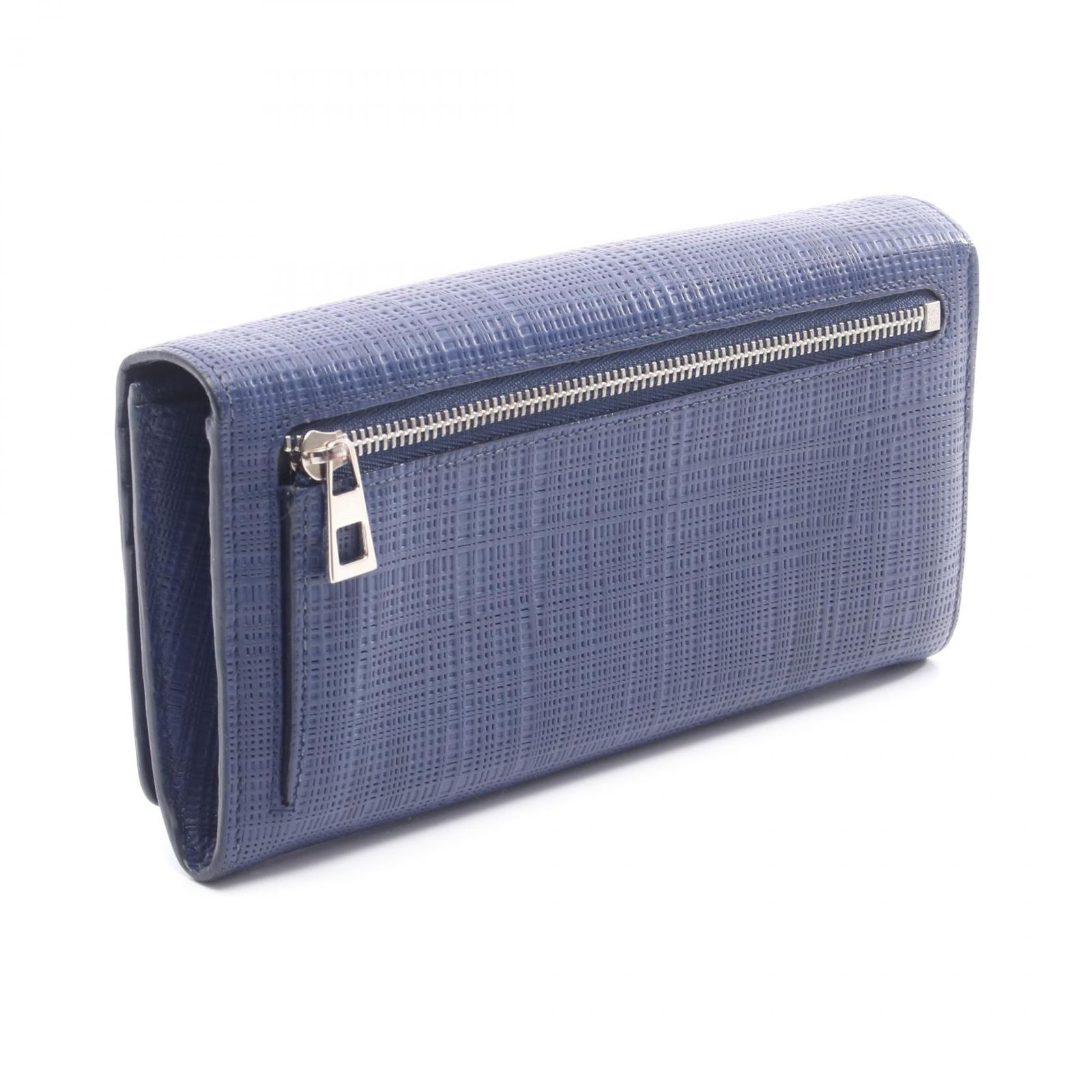 ロエベ LOEWE 二つ折り長財布 LINEN リネン ネイビー レザー