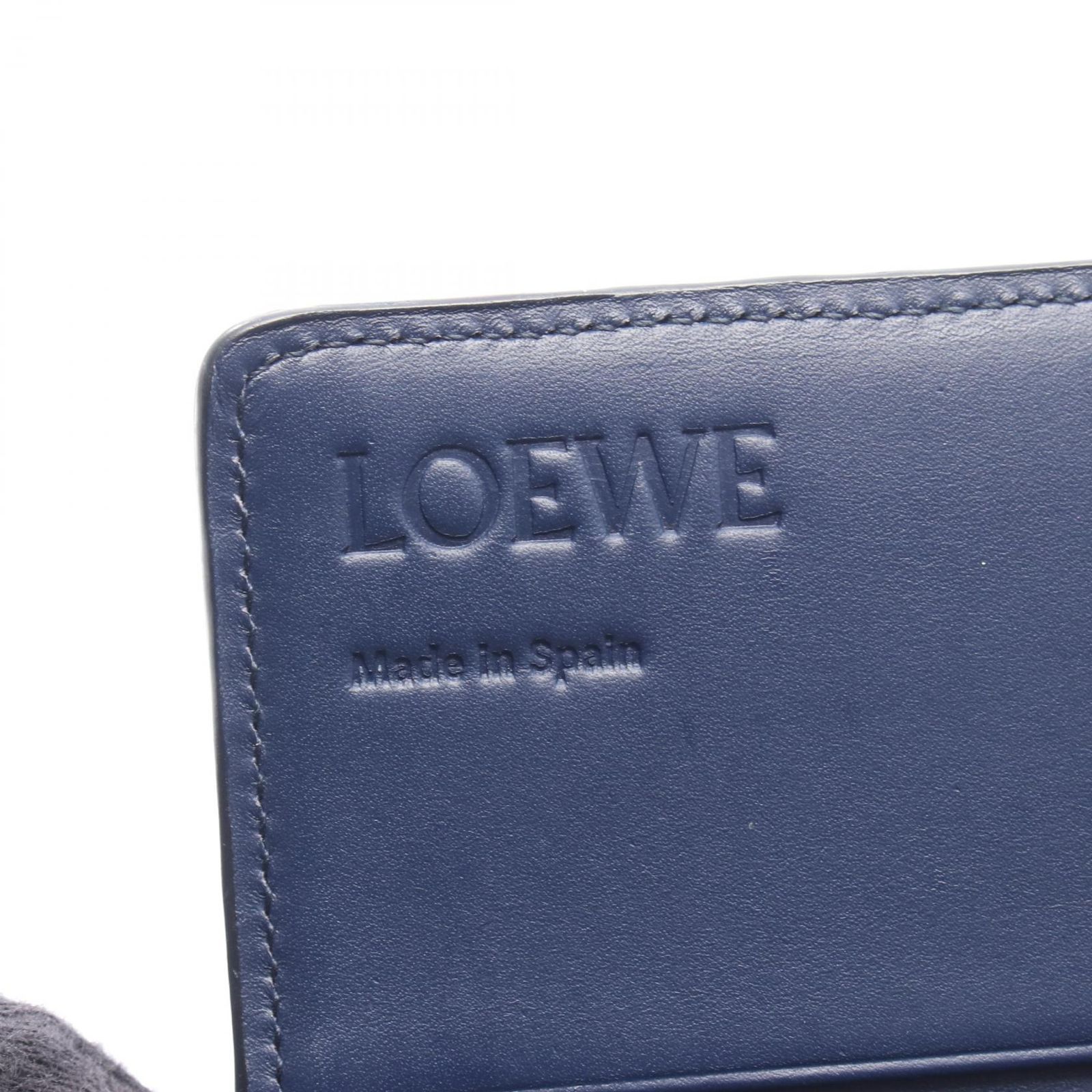 ロエベ LOEWE 二つ折り長財布 LINEN リネン ネイビー レザー