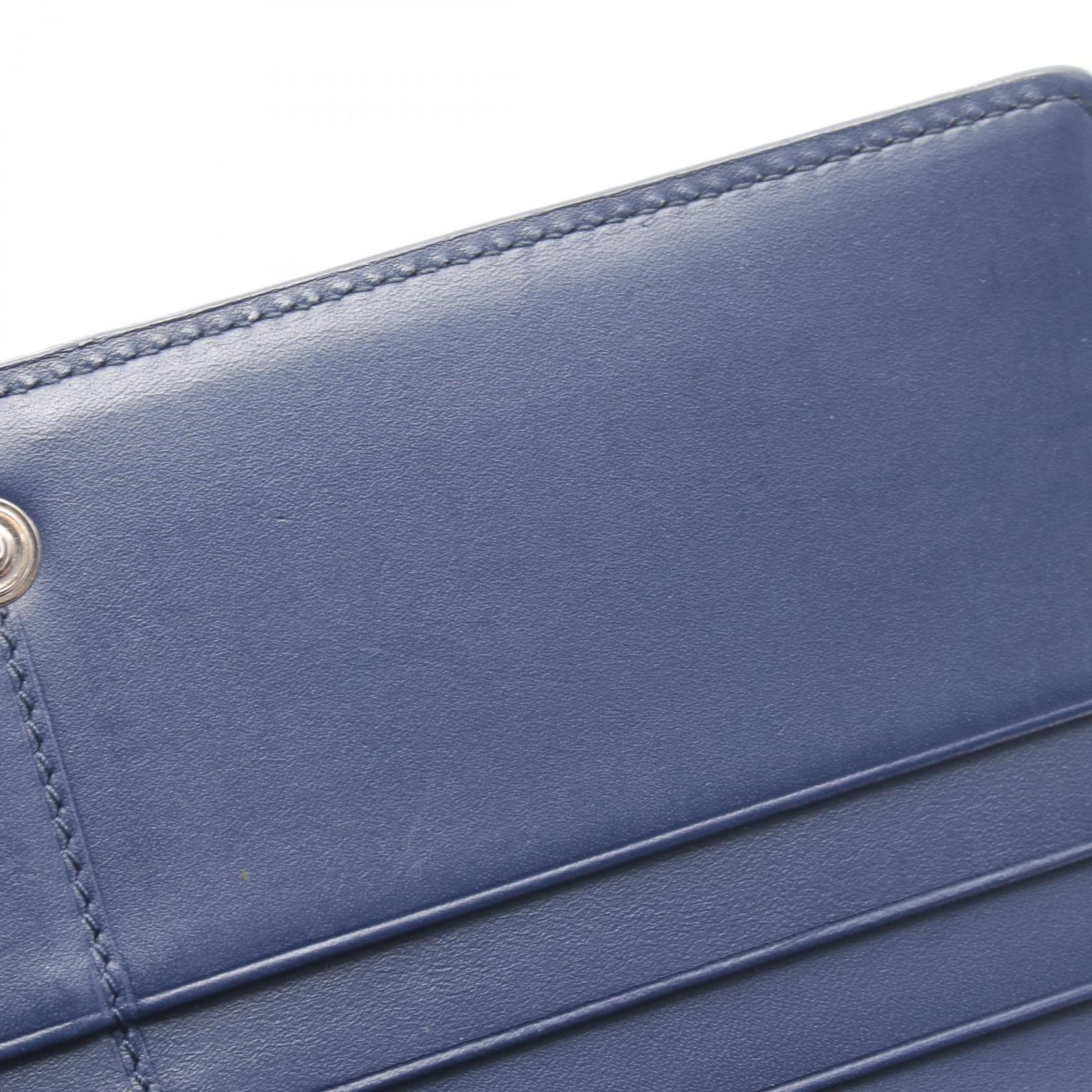 ロエベ LOEWE 二つ折り長財布 LINEN リネン ネイビー レザー