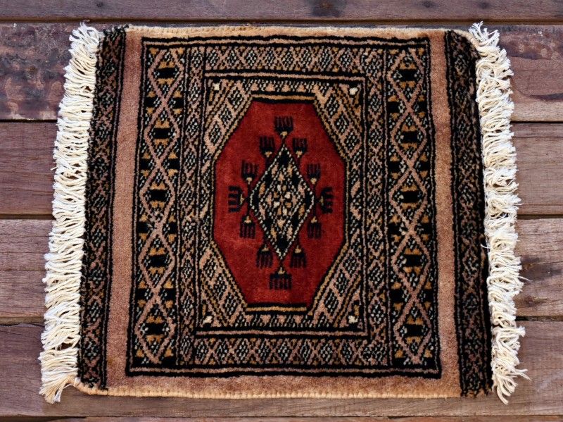 RAGB129 ヴィンテージ ミニラグ トライバルラグ 絨毯 33cm×32cm - メルカリ