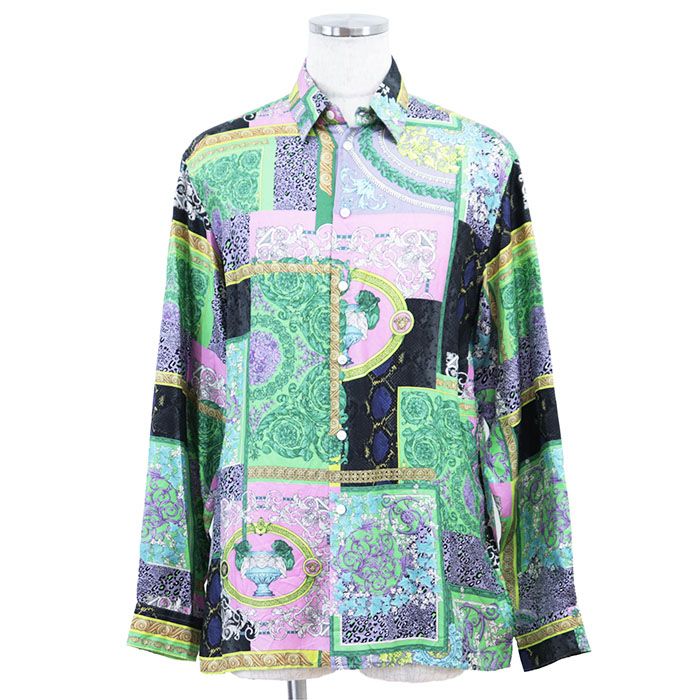 極美品】VERSACE ヴェルサーチ 長袖シャツ HERITAGE FIT ロゴ ボタン