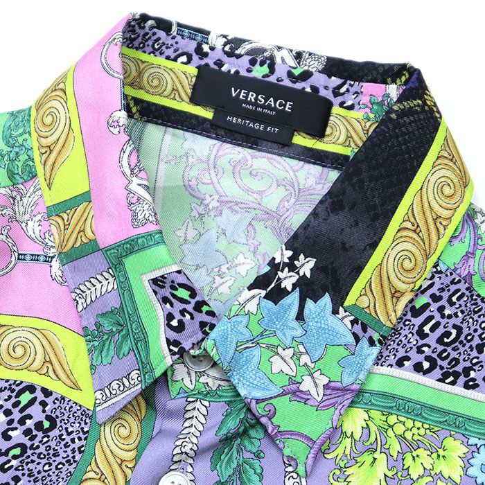 極美品】VERSACE ヴェルサーチ 長袖シャツ HERITAGE FIT ロゴ ボタン
