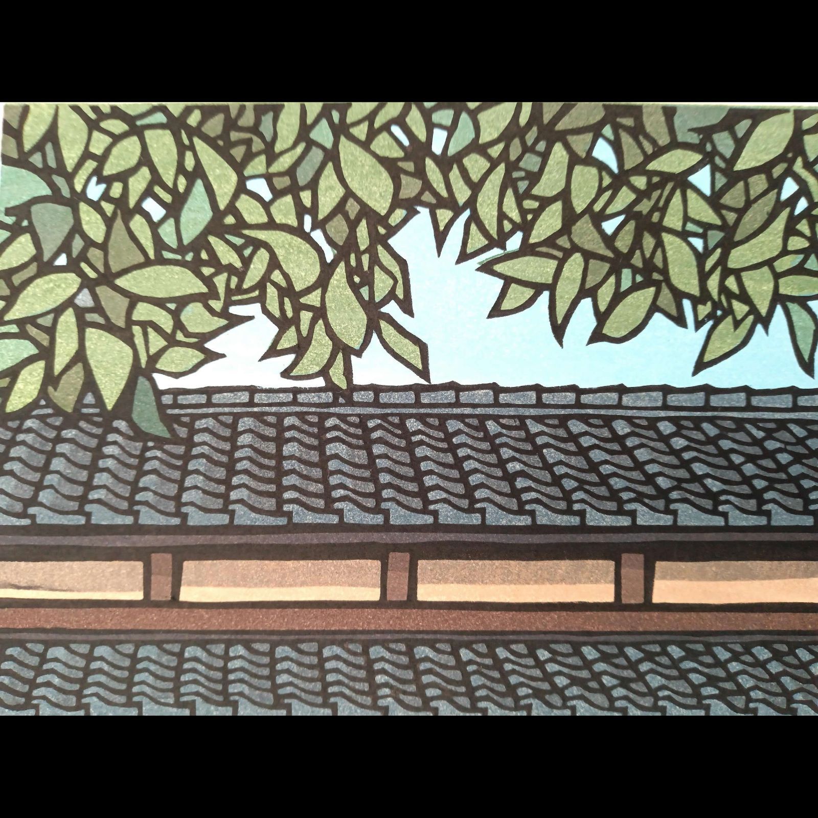 真作]創作版画 西嶋勝之先生木版画「五月」サインあり 無限定 ☆送料