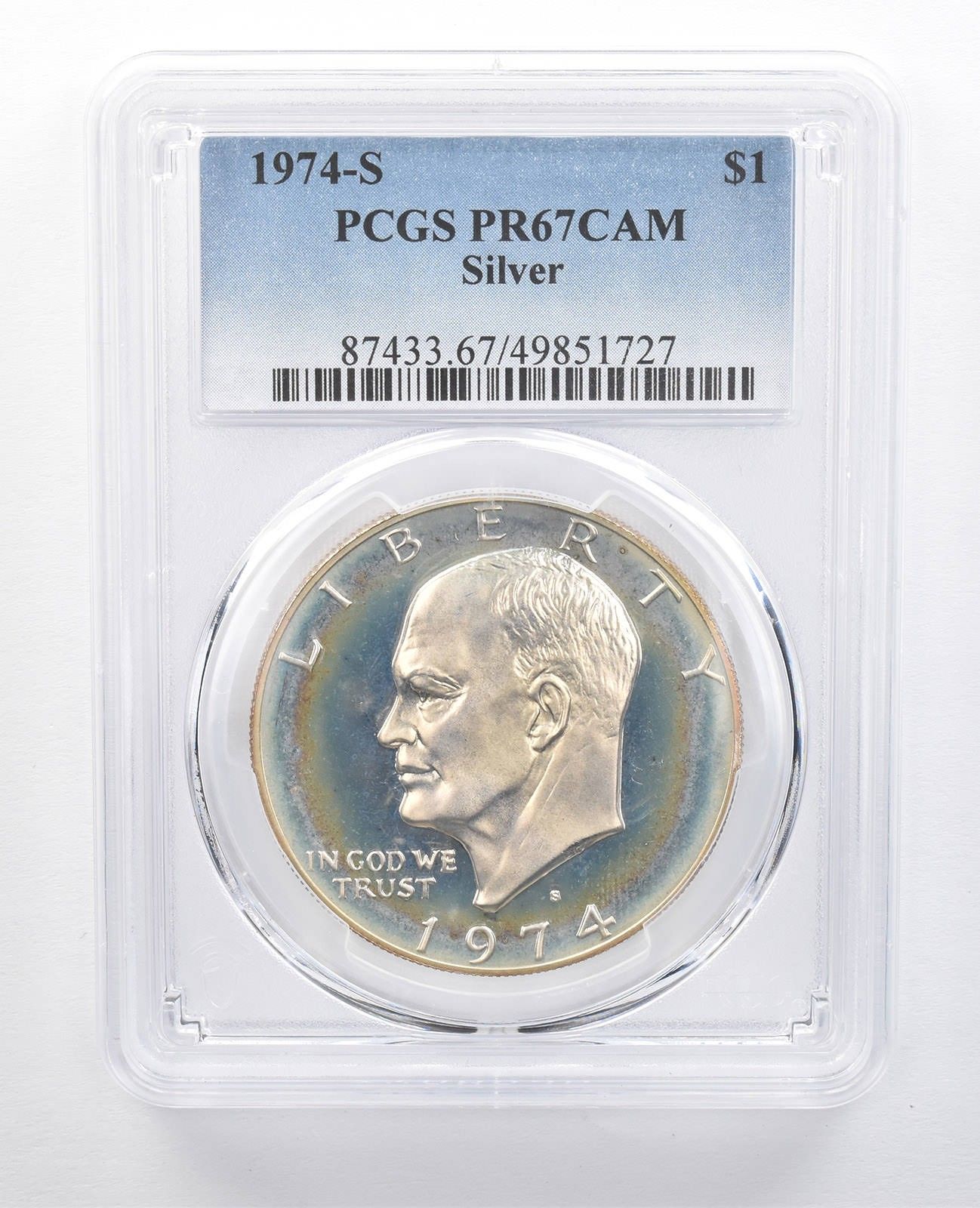1974-S アイゼンハワー 1ドル シルバー PR67 CAM PCGS 美しいブルー T