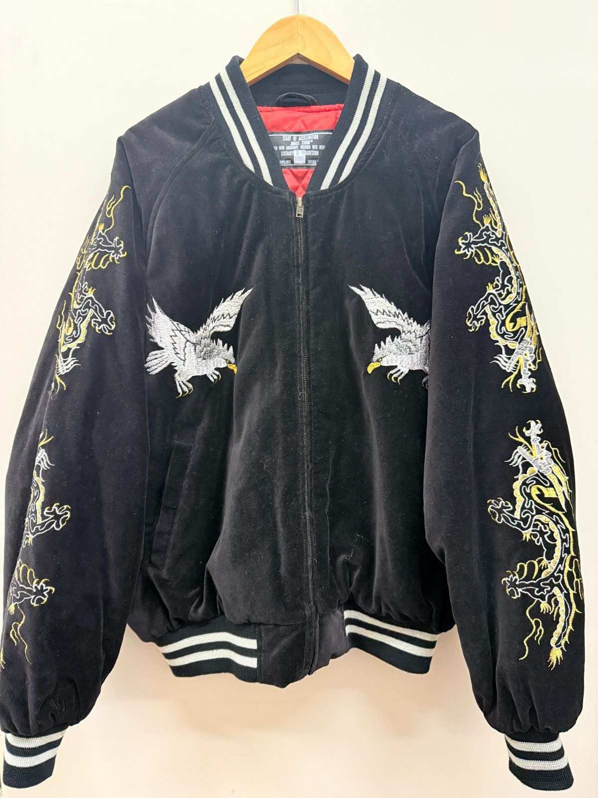 △▽△0202 JUNGLE STORM スカジャン ベロア Japan 鷲 刺繍 中綿