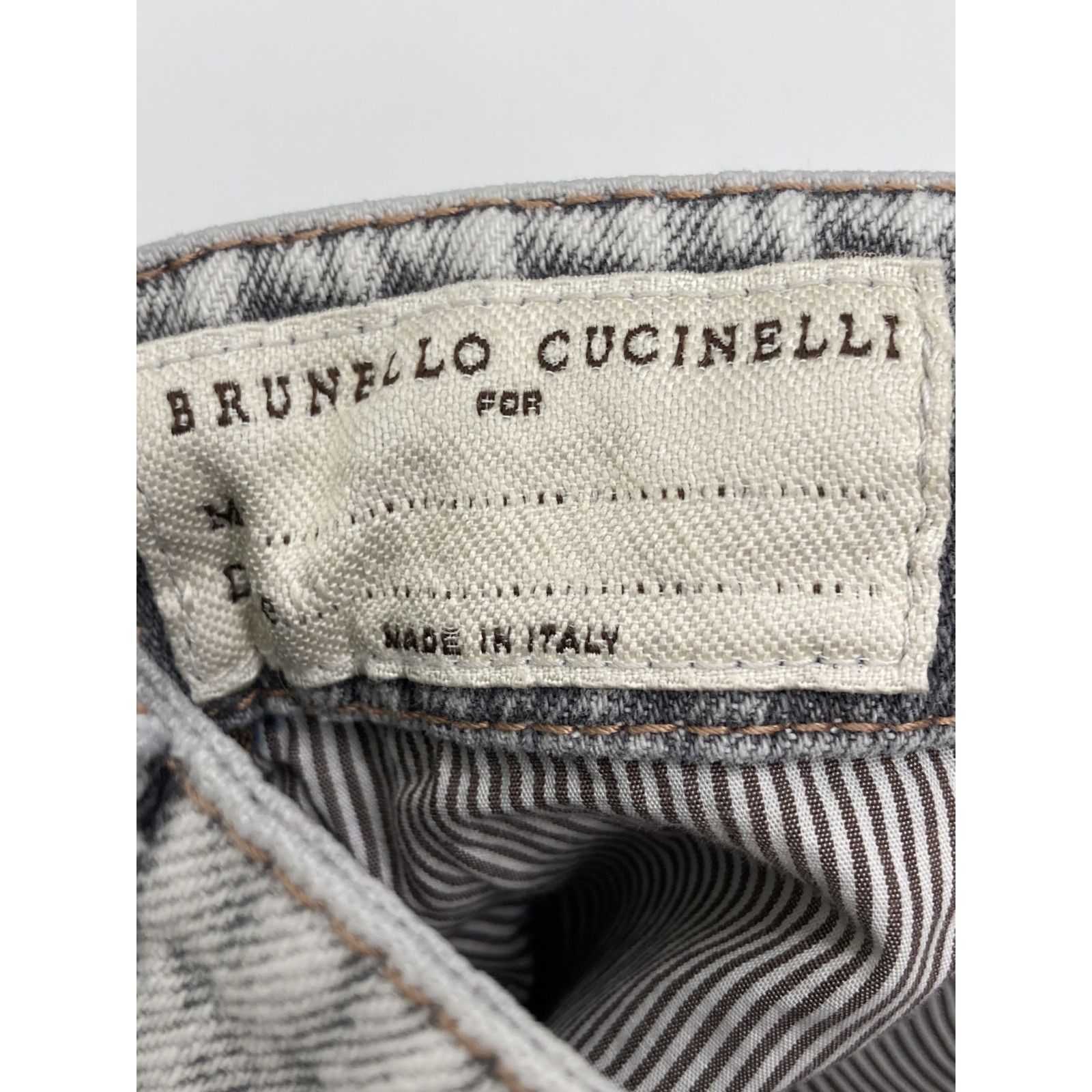 BRUNELLO CUCINELLI ブルネロクチネリ ﾗｲﾄｸﾞﾚｰ ﾃｰﾊﾟｰﾄﾞﾃﾞﾆﾑﾊﾟﾝﾂ 38