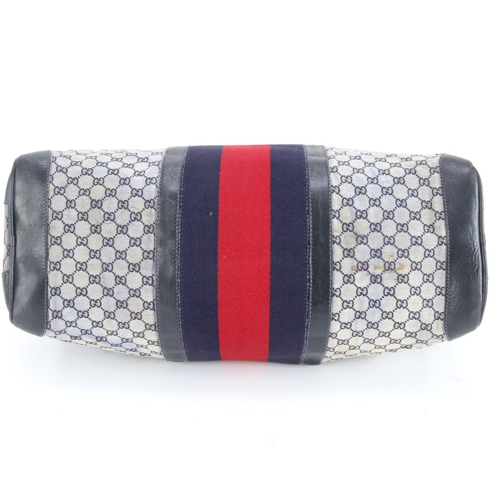 美品 グッチ GGキャンバス シェリー ライン レザー ボストン バッグ