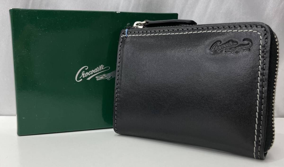 crocodile クロコダイル カード入れ 小銭入れ 本革 レザー 牛革 黒