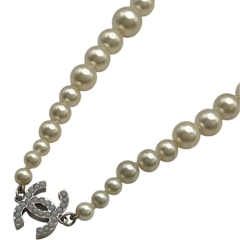 シャネル CHANEL ココマーク ロングパールネックレス 09V ホワイト